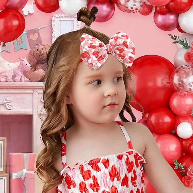 YanJie Valentine's Baby Headbands Red and Pink Bows Newborn Heart Headbands Wide Hairbands Valentines Gift Baby Girl Hair Accessories Infant