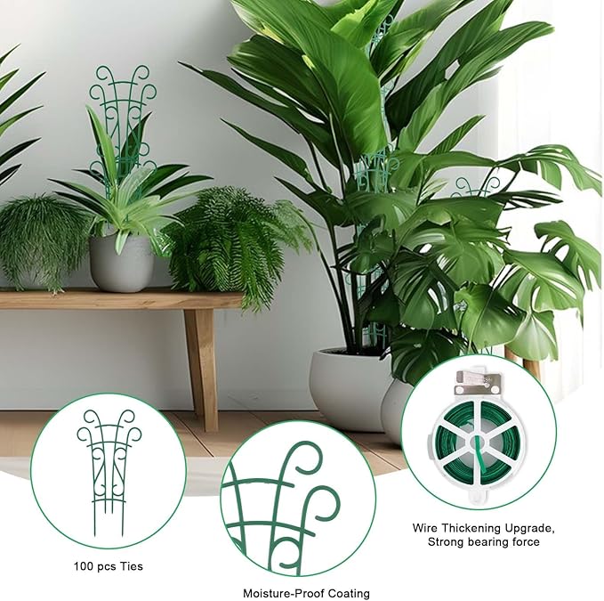 Plant Trellis for Potted Plants 4 Pack Stackable Indoor Outdoor Climbing Houseplant Support with Garden Wire for Pothos Hoya Ivy Flower