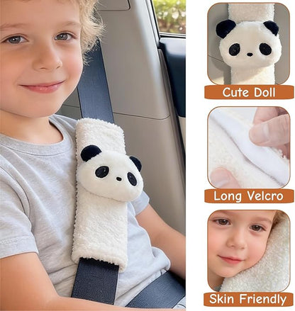2 PCS Seat Belt Cover Pad, Cute Kawaii Animal Panda Seatbelt Covers for Kids and Adults, Winter Plush Fluffy Soft Seat Belt Cover, Cartoon Seatbelt Cushion,Car Seat Strap Pads (G-Panda)