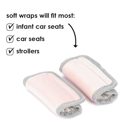 Diono Soft Wraps Car Seat Straps, Shoulder Pads for Baby, Infant, Toddler, 2 Pack Reversible Soft Seat Belt Cushion and Stroller Harness Covers Helps Prevent Strap Irritation, Pink