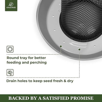 Kingsyard 2 Pack Finch Feeders for Outdoors Hanging, Metal Mesh Tube Bird Feeder for Nyjer/Thistle Seed, 2.5 lbs Large Capacity (Grey)