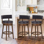 COLAMY Swivel Counter Height Bar Stools Set of 3, 30 Inch Modern Upholstered Kitchen Island Barstools with Back, Wood Swivel Bar Chairs for Counter Bar Dining Room, Dark Brown