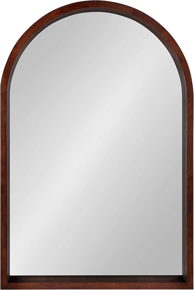 Kate and Laurel Hutton MidCentury Modern Farmhouse Arch Mirror, 24" x 36", Walnut Brown Finish