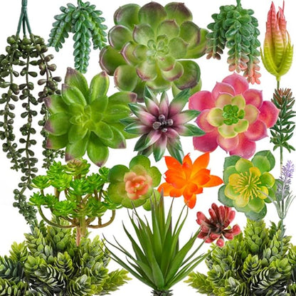18 Pack Artificial Succulents Realistic Textured Fake Succulents Unpotted Artificial Cactus Plant Suitable for Garden Home Office Greening and Decoration