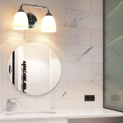 Chrome 2-Light Traditional Bathroom Vanity Light Fixtures Over Mirror, Modern Vanity Lights for Living Room, Standard E26 Base, Chrome