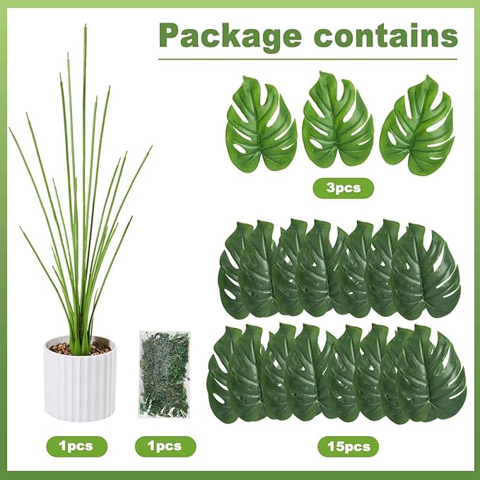 Guheake 28" Fake Plants Large, Artificial Monstera Faux Plants Indoor Tall for Floor Home Office Farmhouse Bedroom Decor
