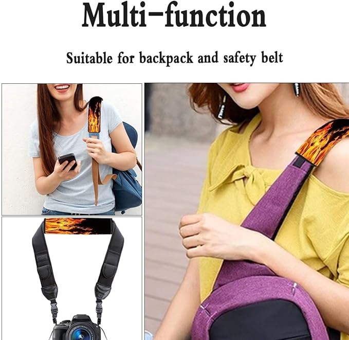 UNICEU Orange Fire Flame Car Seat Belt Covers, Soft Shoulder Strap Pad for Women, 2 Packs Soft Neoprene Safety Seatbelt Shoulder Strap Universal Fit SUV Truck Vehicles,Auto Interior Set