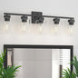 Espird 5 Light Bathroom Vanity Light - Matte Black Bathroom Light Fixtures Square Design & UL Certification, 31 Inch Black Bath Room Lighting Fixtures Over Mirror for Living Room & Bedroom & Restroom