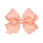 Wee Ones Girls' Classic Grosgrain Hair Bow with Scalloped Edges, No-Slip Hair Clip, Handmade, Light Coral, Medium