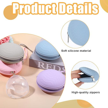 2 Pack Pacifier Holder Case, BPA-Free Silicone Portable Pacifier Case Holder Pouch for Baby Boys & Girls, Travel Storage Container for Newborn, Diaper & Strollers(Light Grey/Blue)