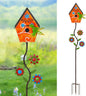 51” Bird Houses Stake for Outside, Metal Wild Bird Feeder Birdhouse Stake Pole with Hummingbird Design Outdoor Decorations for Patio, Backyard, Garden