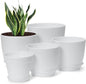 7 Pack Mix Size Plastic Plant Pots, 6.2/5.4/4.8/4.5/4 inch Indoor Planters with Drainage Holes and Tray, Thickened Plastic Flowers Pots for Plants, Succulents, Snake Plant and Cactus, White
