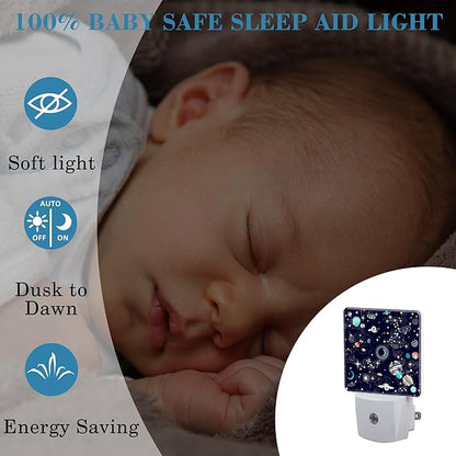 Night Light for Kids Girls Boys, Space Galaxy Constellation LED Night Light Plug into Wall with Dusk to Dawn Sensor for Room Decor, Hallway, Kitchen, Bathroom, Nursery, Stairs