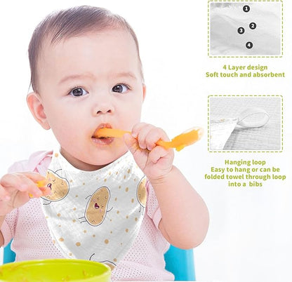 vvfelixl Kawaii Potatoes Baby Burp Cloths Baby Muslin Washcloths for Boys Girls Cotton Baby Face Towel for Newborn Infants Soft and Absorbent 11.8 X 11.8 in, 5 Pack