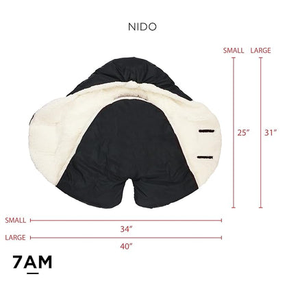 7AM Enfant Baby Car Seat - Nido Quilted Baby carier Cover, Hooded Soft Plush Lining, Stroller | (Heather Grey, Small 0-6M)