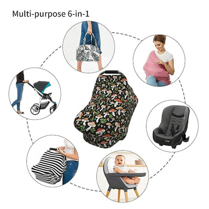 Mushroom Car Seat Canopy, Baby Breastfeeding Cover, Multi Use Baby Stroller and Carseat Cover, Boys and Girls Shower Gifts