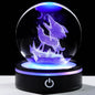 YWHL 3D Crystal Wolf Figurine Ball with Colorful Light Base, Laser Engraved Wolf Gifts for Women Men on Birthday Christmas, Glass Animal Collectible Sphere for Home Party Decor(80mm)