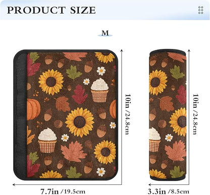 2 Pack Seatbelt Covers Seat Belt Cover Pad for Adults Boys Girls Car Seat Strap Covers Pads Cushion Universal Shoulder Strap Pad Protector for Backpack Camera Bag 6.5 Inch Sunflowers Maple Leaves Pump