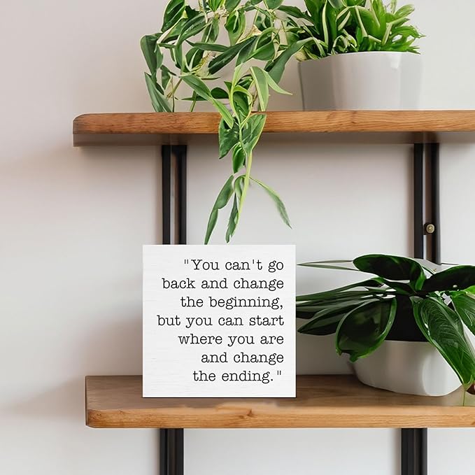 Inspirational Quotes Decor, Motivational Gifts for Women Men Friends Coworkers, Positive Wood Sign for Home Office Desk Table Shelf Decoration 5 x 5 Inches