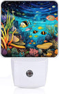 Underwater World Fish Night Light, Plug-into Wall Sea Ocean Animals Nightlight Lamp with Dusk to Dawn Sensor, Led Lamp 0.5W Energy Efficient for Boys Girls Adults Home Decor