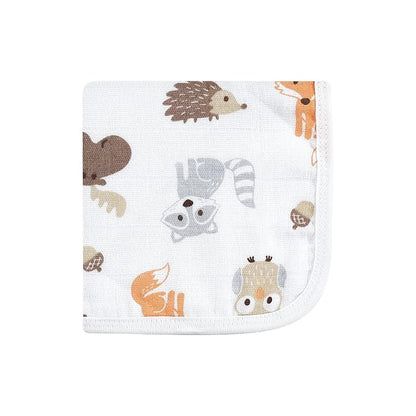 Hudson Baby Unisex Baby Cotton Muslin Washcloths, Woodland, One Size