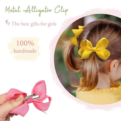 20PCS 3 Inch Hair Bows for Girls Grosgrain Ribbon Toddler Hair Accessories with Alligator Clips for Toddlers Baby Girls Kids Teens in Pairs