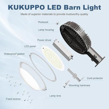 KUKUPPO 120W LED Barn Light with Photocell, ETL Listed 16,800LM LED Yard Light Outdoor, IP65 Waterproof, 5000K Daylight LED Pole Light Area Security Flood Light Fixture for Yard, Barn, Farm, Street