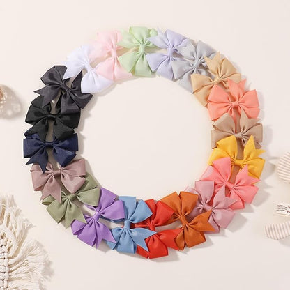 YLEN YHXX 40PCS Hair Bows for Girls 3 Inch Toddler Hair Clips Grosgrain Ribbon Pinwheel Hair Bow with Alligator Clip Handmade Hair Accessories for Girls Toddlers Teens