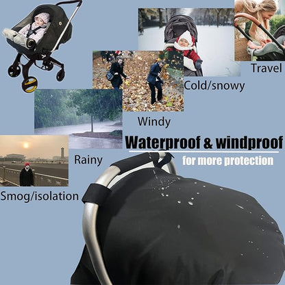 Car Seat Cover for Babies Winter - Baby Car Seat Covers Universal Cold Weather Shield,Warm and Cozy Carseat Covers Canopy Water Resistant for Baby Protection Car Seat Covers for Infant Car Seat
