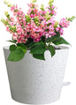 12 inch Large Self Watering Pots, Plant Pots with Mesh Drainage Holes for Indoor Outdoor Plants, Plastic Planters with Deep Reservoir for Garden House Flower Plants, Speckled White