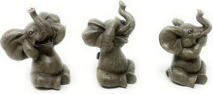 Nature's Mark Baby Elephants See No Evil, Hear No Evil Resin Statue Figurine Home Decorative Accent Decor
