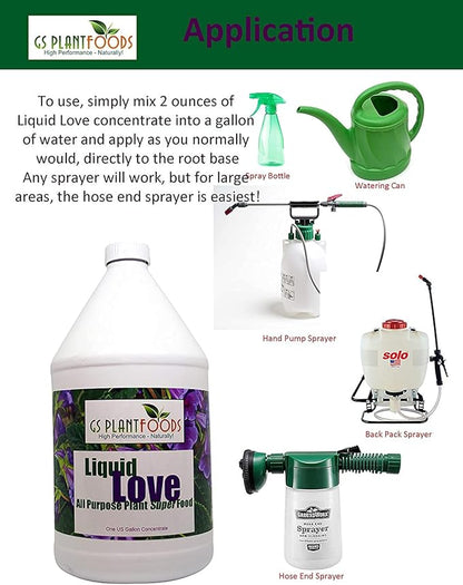 Liquid Love Plant Food by GS Plant Foods- All Purpose Plant Fertilizer (1 Gallon) - Liquid Fertilizer for Herb Gardens, House Plants, Vegetables, Fruit Trees, Lawns & Shrubs
