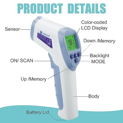 Amplim Deluxe No Touch Forehead Thermometer for Babies and Adults | Bundle Pack