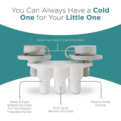 Nippii Ice Cube Tray for Freezable Teether Pacifier - BPA Free Silicone Ice Cube Trays for Freezer - Designed to Fit Nippii Teething Pacifier - Ideal for Baby Teething Relief - Makes 6 Small Ice Cubes