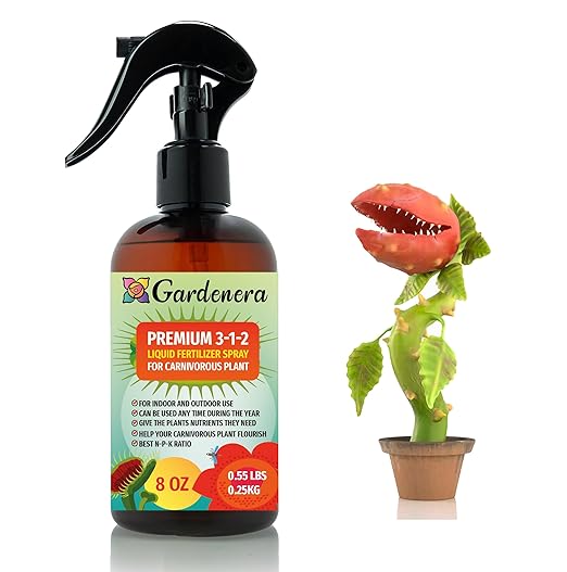 Gardenera Proffesional Carnivorous Plants Spray Fertilizer Mist for Home Gardening | 3-1-2 Gentle Blend Mist for Healthy Leaves & Growth | Essential Nutrients for Carnivorous Plants - 8oz