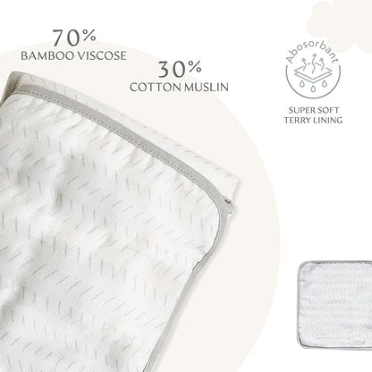 Bamboo Viscose Baby Hooded Towel & Washcloth Set for Babies and Toddlers, Soft & Absorbent, 70% Viscose from Bamboo, 30% Cotton Muslin - Imported (Light Grey)