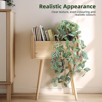 Artificial Hanging Ivy Plants Realistic 3D Watermelon Texture Fake Peperomia Leaves Faux Potting Vine Green Plants for Indoor Outdoor Home Garden Decor