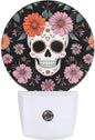 EKOBLA Floral Skull Plug-in Night Light, Skeleton & Flower LED Nightlight with Auto Sensor for Bedroom & Hallway