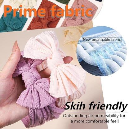 Photography Props Hairband，Super Stretchy Soft Knot Headbands with Hair Bows Head Wrap Hair Accessories For Newborn Baby Girls Infant Toddlers Kids （12 Colors）