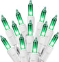 Minetom St. Patrick's Day Mini String Lights, 100 Count 27 Feet Detachable Incandescent Bulb Waterproof Green Fairy Lights Plug in for Indoor Outdoor Party Patio Christmas Decoration, White Wire