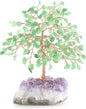 Gemstone Crystal Tree of Life,Natural Green Aventurine with Amethyst Cluster Base,Feng Shui Decor Bonsai Money Tree,Home Decor for Luck and Wealth 5.5"-6.3"