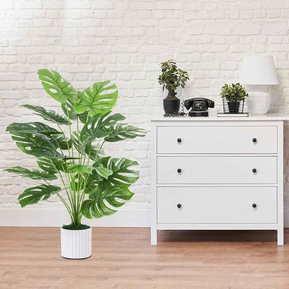 Guheake 28" Fake Plants Large, Artificial Monstera Faux Plants Indoor Tall for Floor Home Office Farmhouse Bedroom Decor