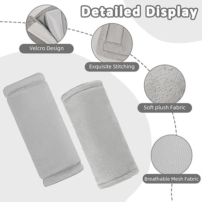 SWESEN Baby Car Seat Strap Covers, 3 Piece Soft Car Seat Strap Shoulder Pads for Baby Girls Boys, Double-Sided Use carseat Straps Covers for Stroller, Car Seats, Pushchair, Gray