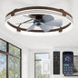 ZMISHIBO 24 Inch Low Profile Ceiling Fans with Lights and Remote, 3000K-6000K Dimmable Fandelier LED Fan Light, Flush Mount Ceiling Fan with Light, 6 Wind Speeds Ceiling Fans for Bedroom- Brown