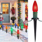 C9 Christmas Pathway Lights Outdoor, 25.7 Feet 20 LED C9 Strawberry Walkway Lights with Marker Stakes, Connectable Shatterproof C9 String Lights for Lane Outside Yard Decorations, Multicolored