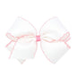 Wee Ones Girls' Classic Grosgrain Moonstitch Edge Hair Bow, No-Slip Hair Clip, Handmade, White with Light Pink, King