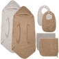 Hahafelt 6 Pcs Muslin Hooded Bath Towels Washcloths and Bibs Set, Muslin Cotton Baby Towels Absorbent Hooded Blanket Towel Infant Bibs for Boys Girls Newborn Infant Essential(Brown, Beige)