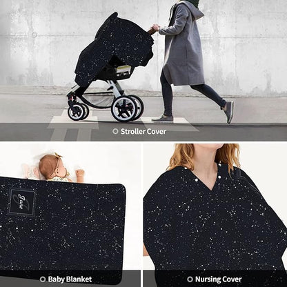 Personalized Constellation Baby Car Seat Canopy for Babies with Name, Custom Car Seat Covers for Boys Girls, Peekaboo Opening Minky Nursing Breastfeeding Cover Infant Stroller Canopies for Newborn