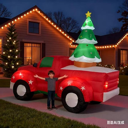 8 FT Christmas Inflatables Santa Claus in Sleigh with Two Reindeer Outdoor Decorations Blow Up Yard Santa Claus with Built-in LEDs (Santa Claus Outdoor Decorations)