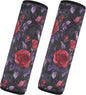 CHIFIGNO Red Roses Purple Leaves Seat Belt Cover Pad Pack of 2 Seat Belt Strap Cover Universal Car Seat Shoulder Strap Pads for Adults Women Kids